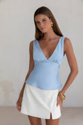 Essence Of Sunlight Satin Top Blue