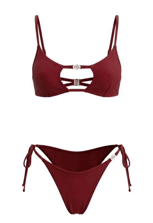 Amira Burgundy Bikini Set - Chic, Flattering Swimwear for Summer