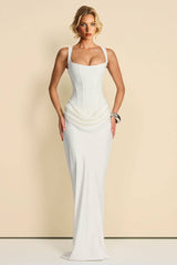 Sling Slim Fit Pleated Maxi Dress