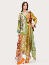 Vintage Paisley Print Satin Skirt Two-Piece Set