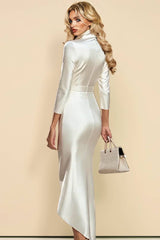 Elegant Stand-neck Midi Dress