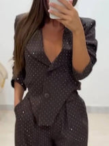 Chic Commute High-Waist Sequin Pocket Pants