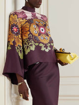 Retro Ethnic Print Satin Twill Shirt