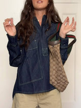 Modern Fashion Pullover Loose Denim Top