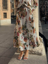 Elegant Floral Print Loose Elastic Waistband Skirt