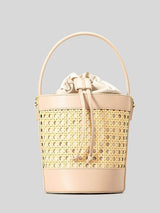 Beach Holiday Hollow Hand-Woven Rattan Drawstring Bucket Bag