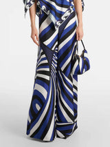 Unique Rainbow Print Satin Loose Top & Elastic Waist Wide-Leg Pants Set