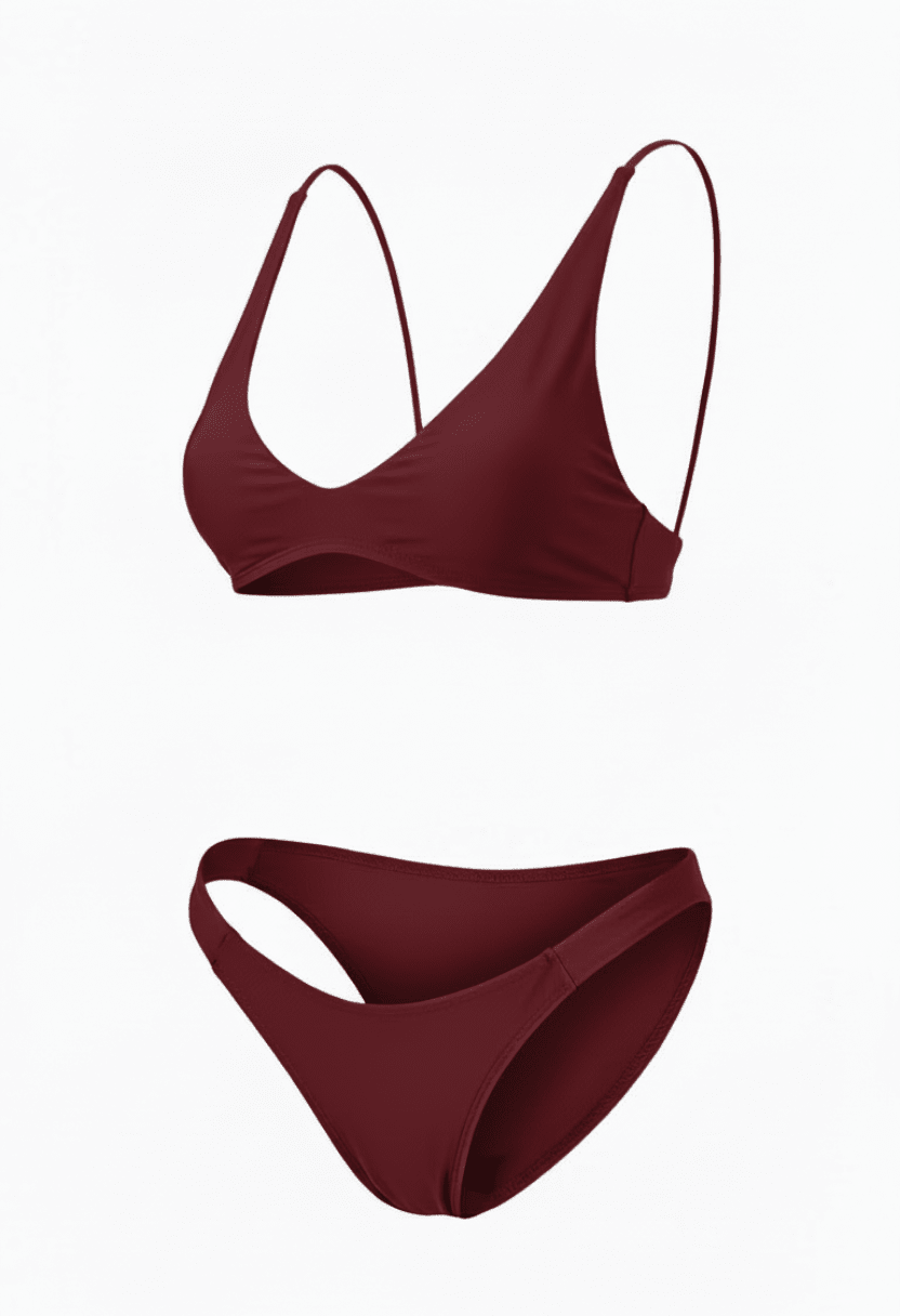 Elara Burgundy Bikini Set - Sleek, Flattering Swimwear