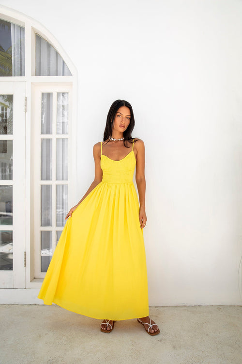 ARESS MILANO Blushing Lovers Maxikleid Gelb