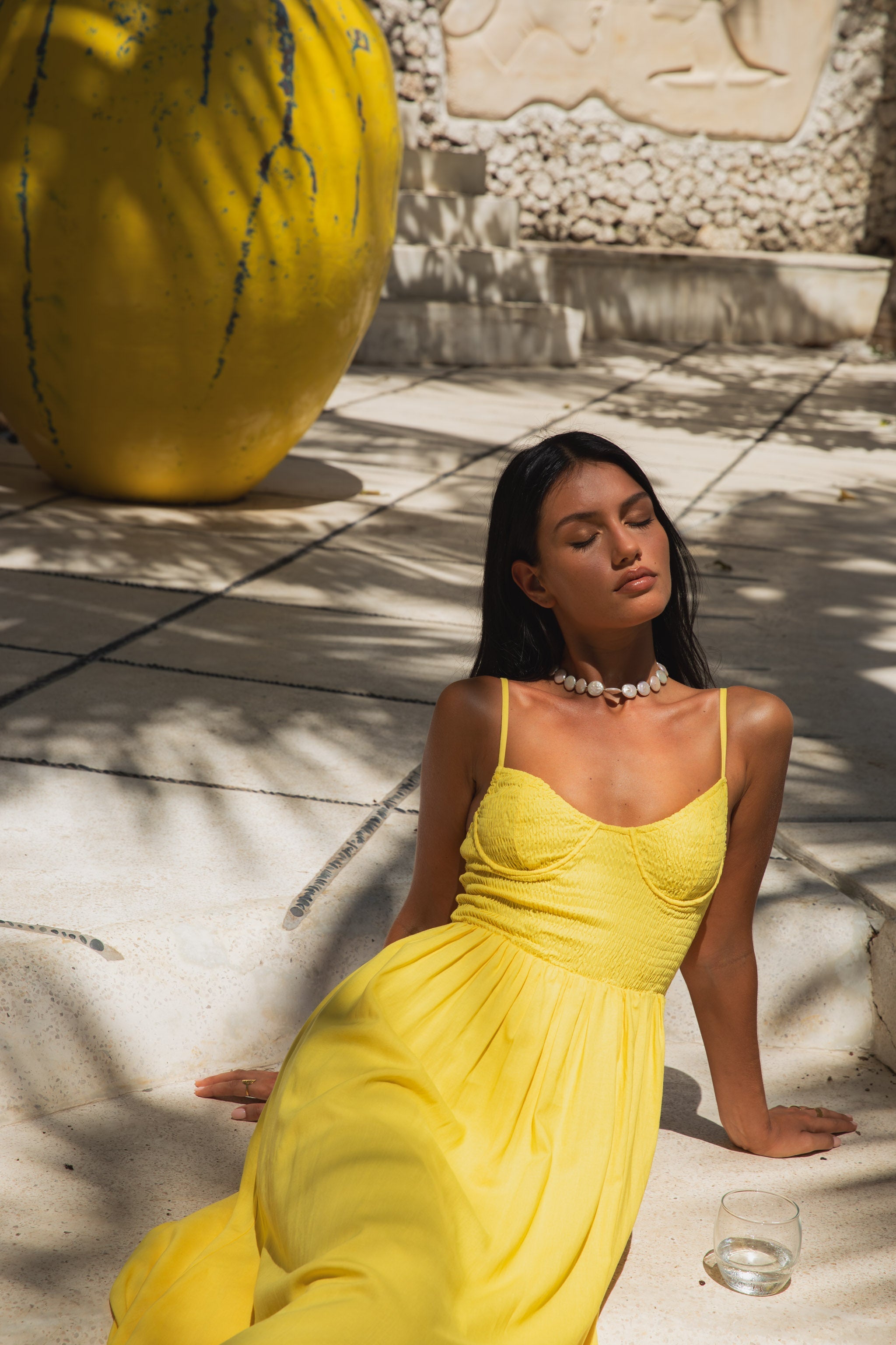 ARESS MILANO Blushing Lovers Maxi Dress Yellow