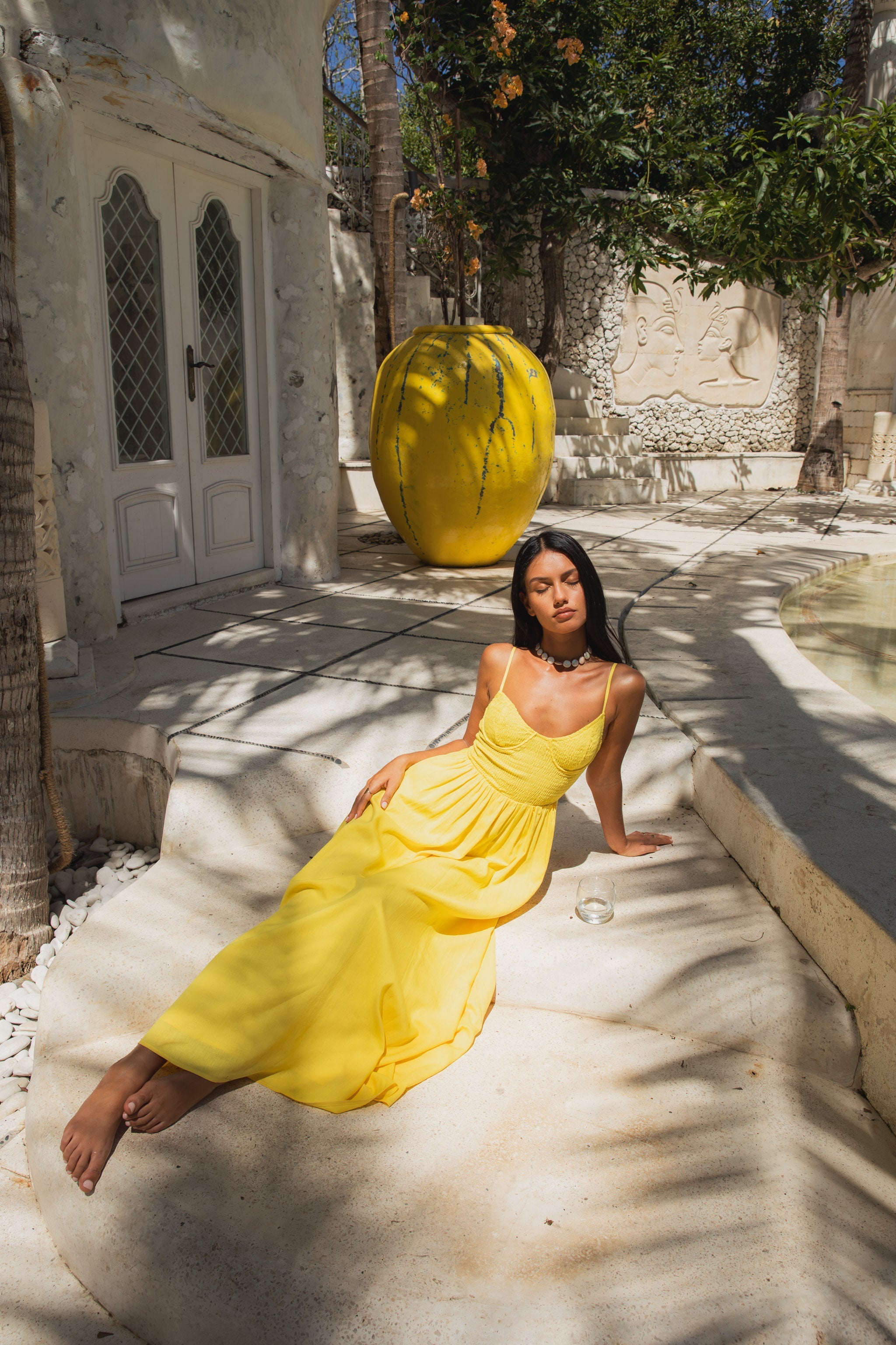ARESS MILANO Blushing Lovers Maxi Dress Yellow