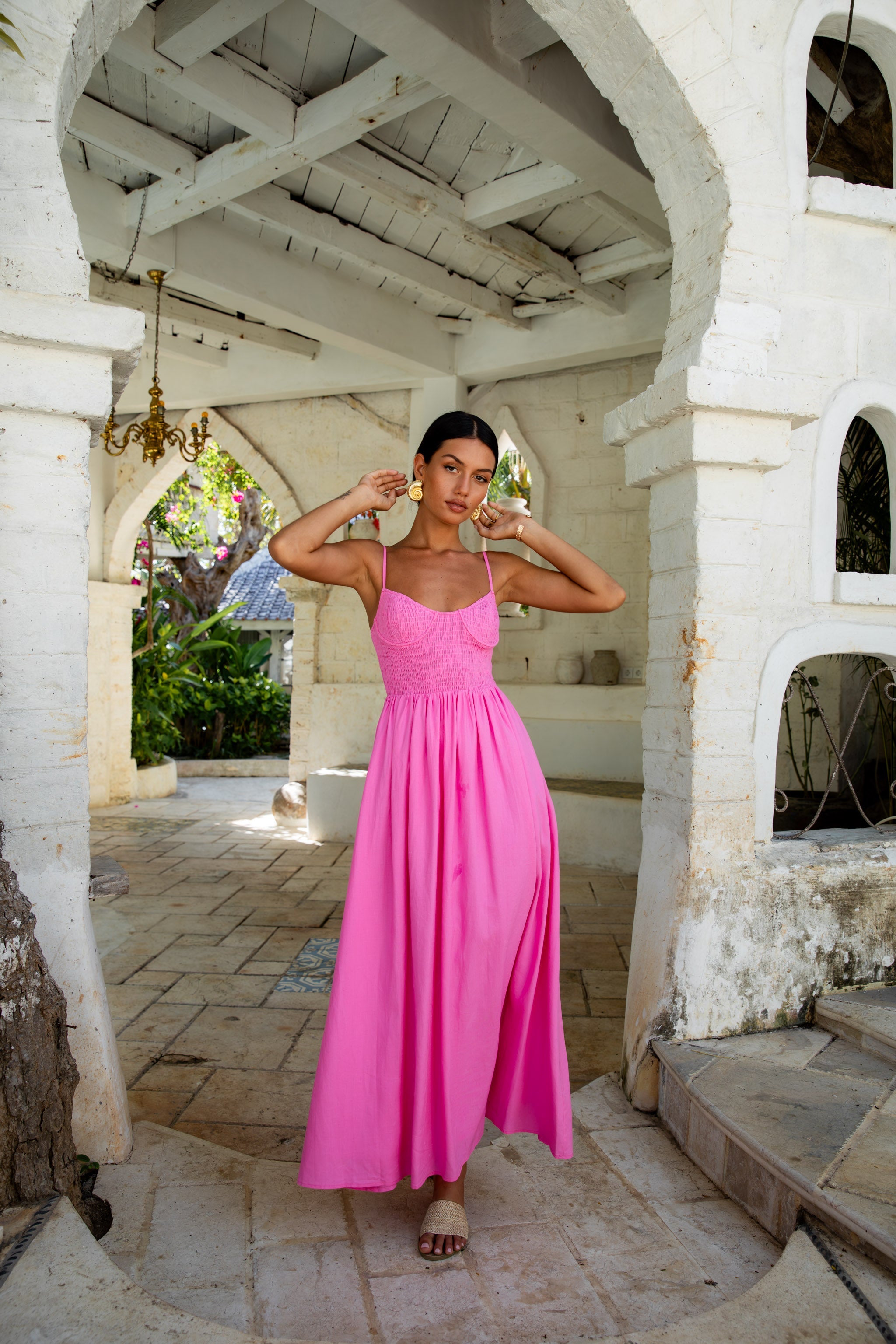 ARESS MILANO Blushing Lovers Maxi Dress Pink