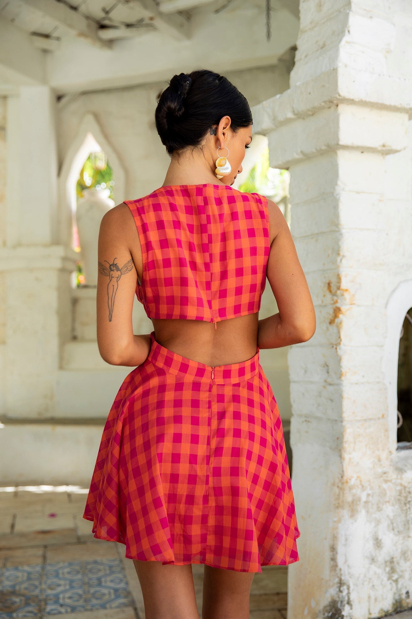 ARESS MILANO Sunset Picnic Mini Dress Pink