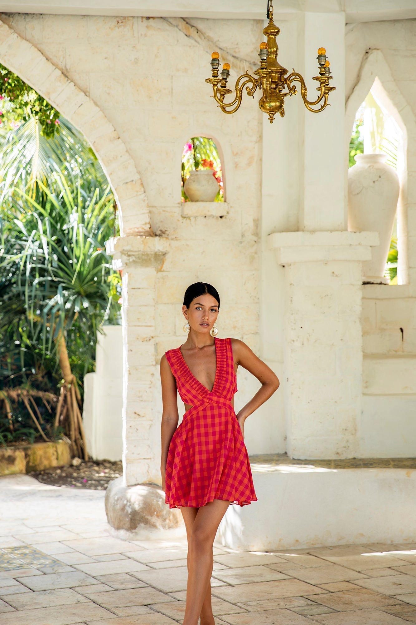 ARESS MILANO Sunset Picnic Mini Dress Pink