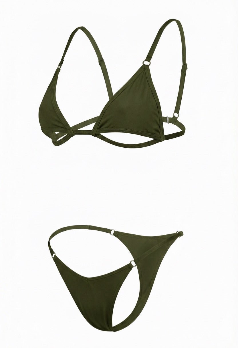 Luna Olive Two-Piece Bikini Set - Flattering, Comfortable Swimwear for Summer