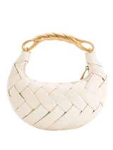 Exquisite Metal Handle Woven Shoulder Bag