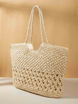 Beach Hollow Woven Straw Handbag
