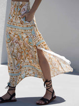 Exquisite Ocean Treasure Print Slit Skirt