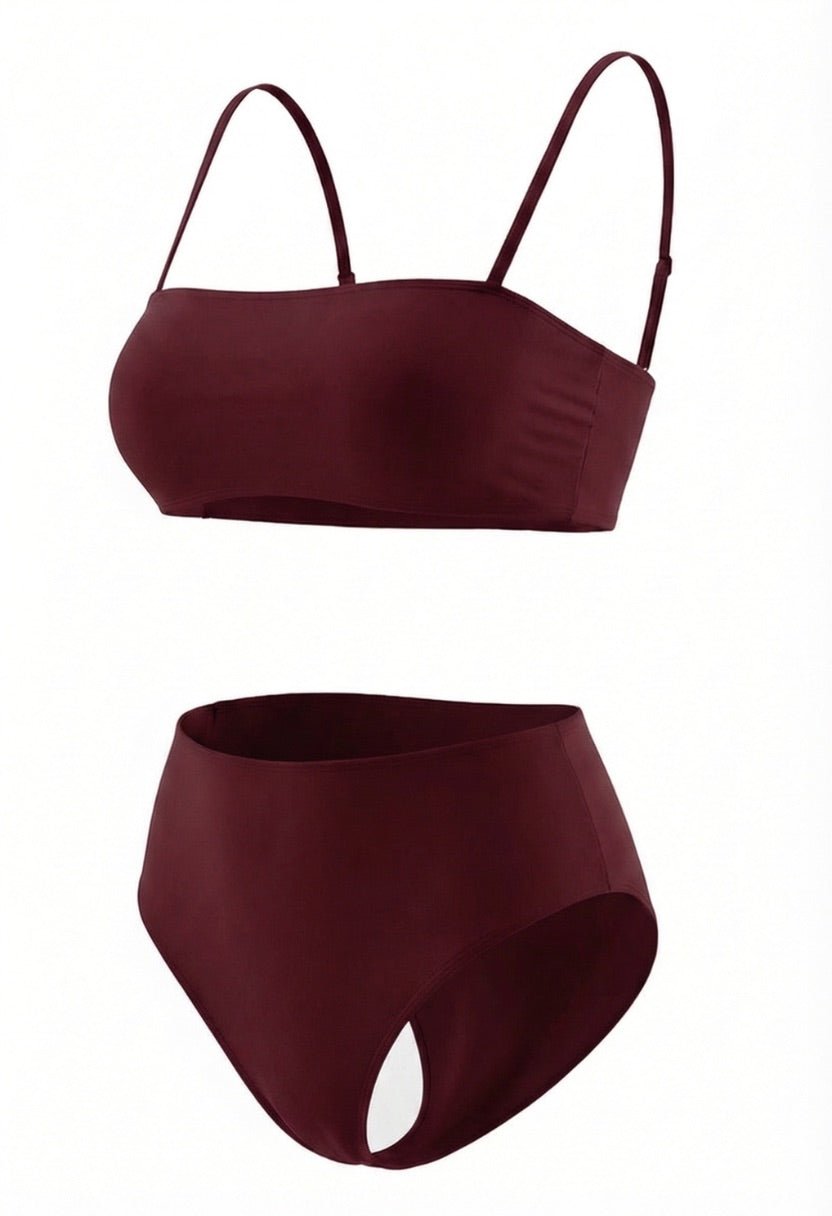 Valeria Bikini Set in Burgundy - Flattering, Vibrant Beachwear