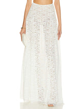 Elegant Hollow Lace Wide Swing Skirt