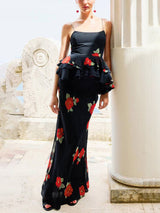 Romantic Floral Print Long Skirt