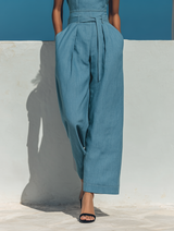 Women's Minimalist Tencel Denim-look Sleeveless Jumpsuit MDZ0620B5Y