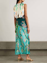 Exquisite Twisted Draped Floral Print Maxi Dress