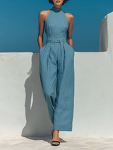 Women's Minimalist Tencel Denim-look Sleeveless Jumpsuit MDZ0620B5Y