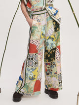Vintage Artisan Patchwork Print Wide Leg Pants