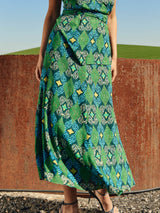 Retro Casual Geometric Print Flared Skirt