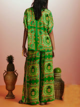 Unique Tropical Fruit Print Lace-up Loose Wide-leg Pants