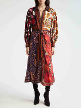 Vintage Floral Print Single Breasted Shirt Midi Dress