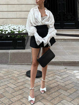 Sweet And Fresh Loose Lapel Lantern Sleeve Shirt