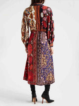 Vintage Floral Print Single Breasted Shirt Midi Dress