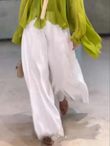 Casual Elastic Waist Pocket Loose Pants