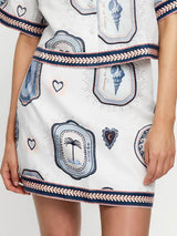Retro Seashell Print A-line Mini Skirt